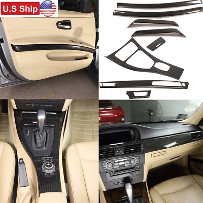 Cubierta de moldura de panel interior estilo fibra de carbono 8 piezas para BMW Serie 3 E90 2005-12 Foto 1 de 4