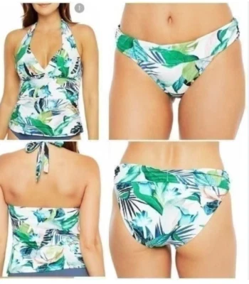 La Blanca In The Moment Tankini Womens Small Halter Neck Shirred Bottom New - Image 1 of 4