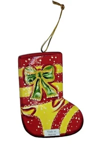 Handbemalter Weihnachtsstrumpf Ornament bunt Made in Russia 3,5" hoch - Bild 1 von 6