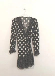 Abito skater NASTY GAL Collection bianco e nero misto pois avvolgente taglia 6 NUOVO - Foto 1 di 9