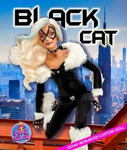 Super artikulierte, sexy schwarze Katze Eiche handgefertigt neu bemalt Sammlerpuppe 12 Zoll. - Bild 1 von 6