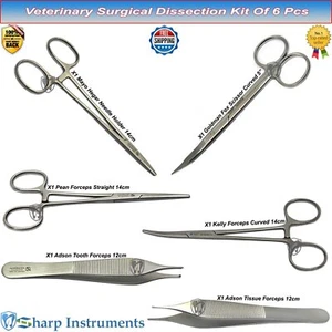 Veterinary Surgical Dissection Instruments Kit Needle Holder Forceps Scissor Set - Picture 1 of 12