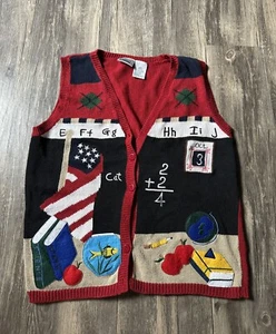 Vintage 80s Capacity School Teacher Vest - Picture 1 of 4