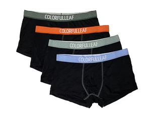 new 4-Pack COLORFULLEAF boxer breifs Men XL Black Bamboo/Rayon/Spdx Contoured - Picture 1 of 4
