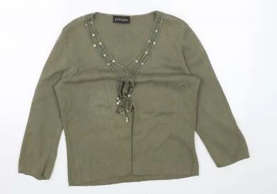 Principles Womens Green V-Neck Cotton Blend Jumper Size 14 - Image 1 of 4
