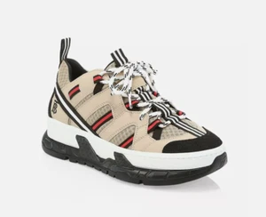 BURBERRY MEN UNION RS5 MIX TECH STRIPE LOW TOP SNEAKERS, BEIGE, SZ 40 - NIB $750 - Picture 1 of 16