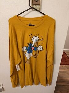 Disney Parks Donald Duck Yellow Long Sleeve Tee Men's Size XXL