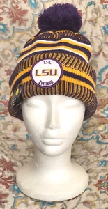 LSU TIGERS LOUISIANA STATE SOMBRERO GORRO TEJIDO POM NUEVA ERA NCAA PÚRPURA - Imagen 1 de 4