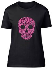 Pink Skull Fitted Womens Ladies T Shirt Gift