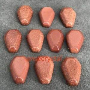 10pcs Red Gold Sand Coffins Pendant Quartz Crystal 1'' Coffins Reiki Healing - Picture 1 of 12