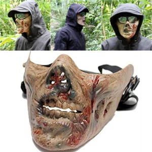 Tactical Zombie Skull Skeleton Half Face Mask Motorcycle Halloween Cosplay CS - Picture 1 of 20