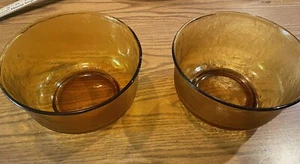VTG Arcoroc Sierra Arc Intl Amber Glass Salad Bowls Set Of 2 8.5 X 4.75 - Picture 1 of 5