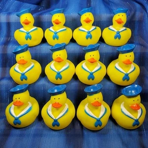 12 Navy Nautical Rubber Duck with Scarf Birthday Military Graduation NEW - Picture 1 of 2