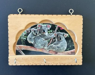 Huon Pine Key Holder Hooks - Koalas - radiata pine back - Made in Tasmania - Image 1 of 4