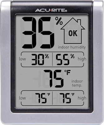 AcuRite Wireless Digital Indoor Thermometer and 3 H x 2.5 W x 1.3 D, Black  - Image 1 of 4
