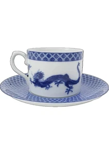 Mottahedeh Blue Dragon 2009 Portugal: Flat Cup & Saucer Set KC - Picture 1 of 6