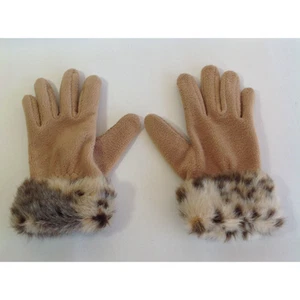 Leopard Faux Fur Gloves Animal Print Winter Furry Fuzzy Medium - Picture 1 of 15