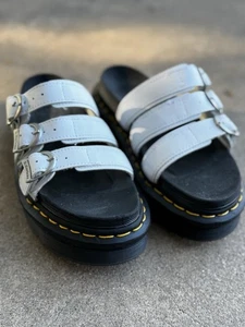 Dr Martens Platform Sandals White, Chunky Blaire Slides, Leather, Size 6 - Picture 1 of 11