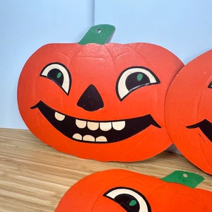 1x Vintage Halloween H E Luhrs Jack-O-Lantern Zucca Decorazione Die Cut Goffrato - Foto 1 di 5