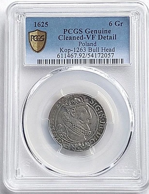 Polonia 1625 6 groschen, graduación profesional detalles en muy buen estado, bonita moneda de plata # 2063 Foto 1 de 4