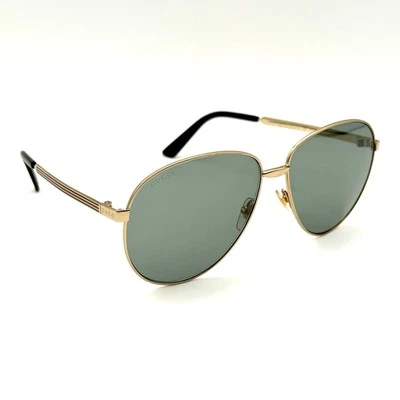 Gafas de sol Gucci GG0138/S aviador de diseñador vintage marco de metal dorado lentes grises Foto 1 de 4