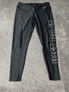 Nike Leggings Womens Extra Large Black High Rise Just Do It Running Tight Ladies - Picture 1 of 16