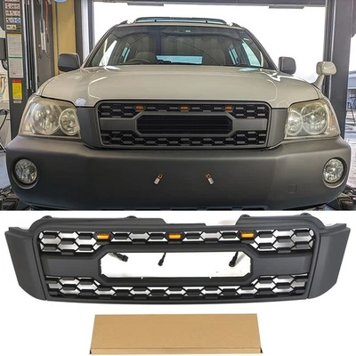 Rejilla negra mate para Toyota Highlander Kluger XU20 2004-2007 con luz Foto 1 de 4
