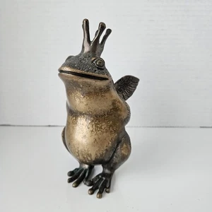 Frosch mit Flügeln Figur Handarbeit Messingfigur Tischdeko Statue Kröte Prinz - Bild 1 von 9