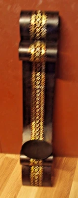 Large Black/Gold Metal Scroll Wall Mounted 25" Pillar Candle Holder Sconce   187 - Image 1 of 4