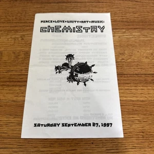 Folleto Vintage Chemistry 1997 Trance Rave Flyer Raro DJ Eric L Shaggy Dread - Imagen 1 de 14
