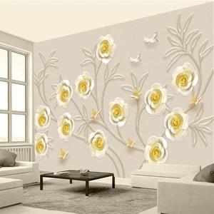 Fotomural no tejido papel pintado murales 3D lujo joyería de oro flores joyería 3734 - Imagen 1 de 5