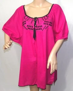 Jennifer Lauren Mujer Talla Grande 1x 2x 3x Negro Fucsia Gitano Prenda para el torso Blusa Camisa - Imagen 1 de 15
