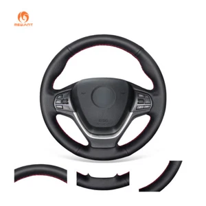 Cubierta de volante de cuero PU artificial negra para BMW X3 F25 X4 F26 2015-2017 - Imagen 1 de 10