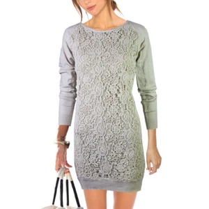 Minivestido de ganchillo Boho romántico punta de ganchillo punto fino suéter largo NUEVO talla 40 42 - Imagen 1 de 4