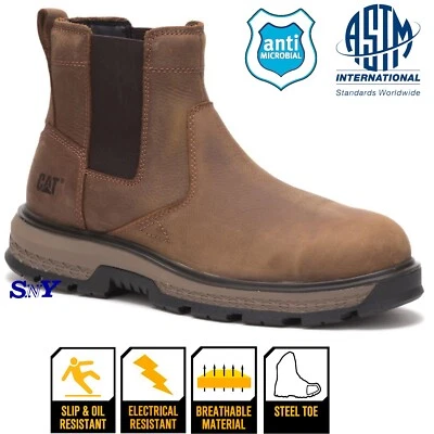 Botas de trabajo Chelsea CAT para hombre antideslizantes aleación o puntera suave clasificación EH ASTM Foto 1 de 2