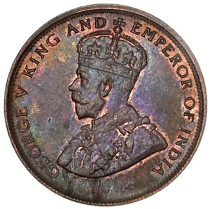 CEYLON 1 Cent 1925 Copper Choice UNC George V - Picture 1 of 2