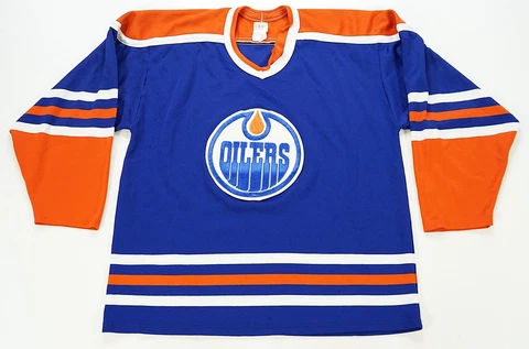 Rare Vintage CCM Edmonton Oilers NHL Hockey Blank No Name Jersey 80s 90s Blue L Cover