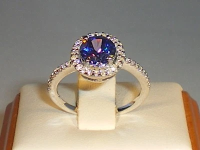 Donna argento 925 con tanzanite e zaffiro anello a grappolo - Immagine 1 di 4