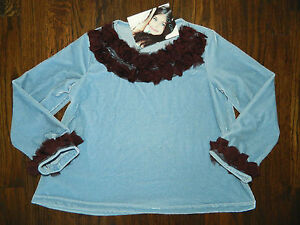 Girl's Boutique Baby Blue w/Brown Flowers by Greggy Girl Size 6-NWT