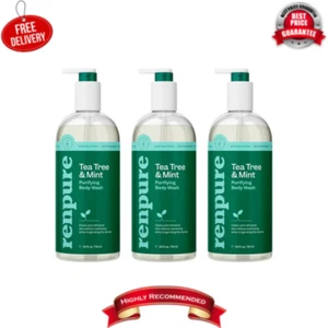 Renpure Tea Tree & Mint Purifying Body Wash for All Skin Types, 24 fl oz, 3 PACK