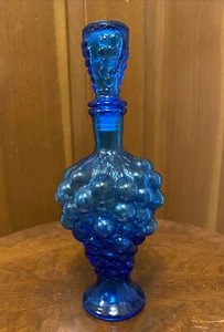 1950's Vintage Vetreria Etrusca Grape Glass Cobalt Blue Liquor Decanter - Picture 1 of 5