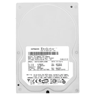 Disco Rigido Hitachi 80Gb HDS721680PLA380 8Mb Cache 7200Rpm SATA II 3,5 " - Immagine 1 di 4