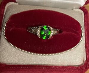 Levian 14k Yellow Gold—Green  Diopside with Numerous Diamonds—Ring—Beauty !