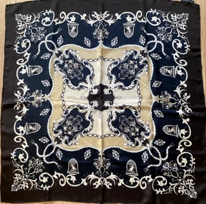I.N.C. Bufanda Cuadrada Internacional Marrón-Dorado Beige Seda 35"X35" - Imagen 1 de 4