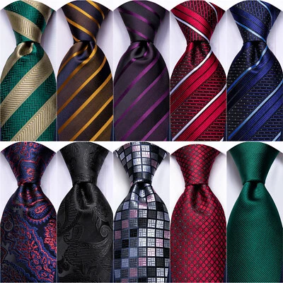 Navy Gold Black Paisley Mens Woven Tie Wedding Ties Hanky Cufflinks Set Necktie - Image 1 of 4