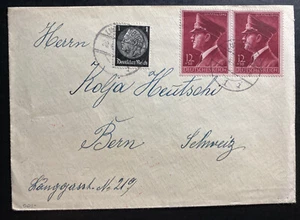 1943 Ludwigsburg Germany Censored cover To Bern Switzerland Leader Birthday - Picture 1 of 2
