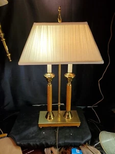 Classic Style Brass & Leather Bankers / Piano / Desk Lamp Two Bulbs - Bild 1 von 10