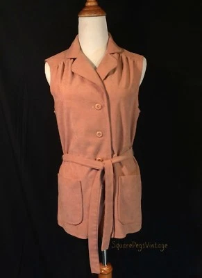 Винтажная рубашка жилет кораллового цвета от MARTY GUTMACHER Encron полиэстер размер S/M  - Изображение 1 из 4