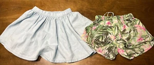Mixed Lot of 2 VGUC Old Navy Girls Floral Shorts Gap Light Blue Skirt Size 4 - Picture 1 of 6
