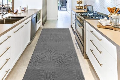 Non Slip Carpet Runner Rug, Machine Washable, PVC Rubber Backing, Plain Gray - Image 1 of 4